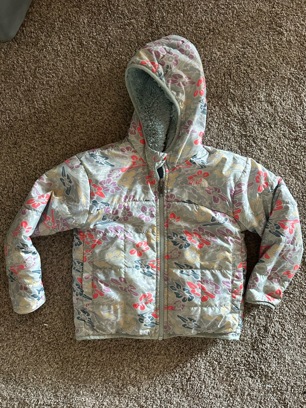 The North Face Light Blue Floral Winter Jacket